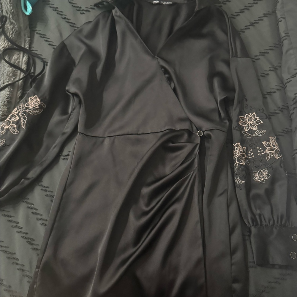 Zara Black Satin Dress
